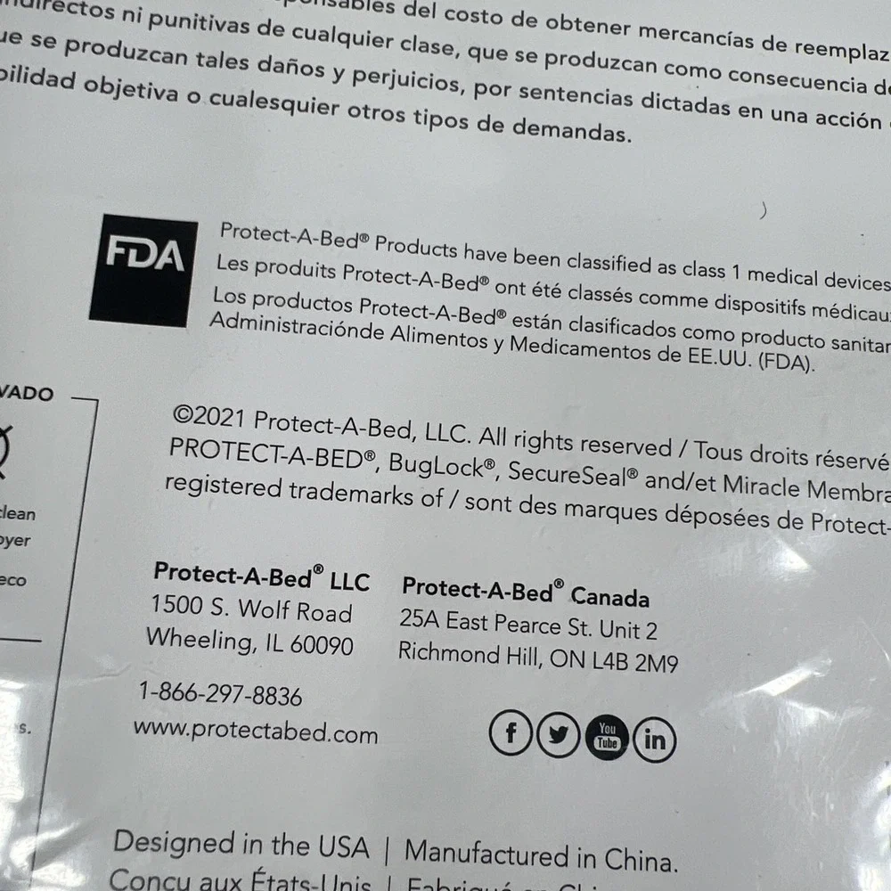 NWT Protect A Bed Buglock PLUS White Box‎ Spring Encasement Twin XL New
